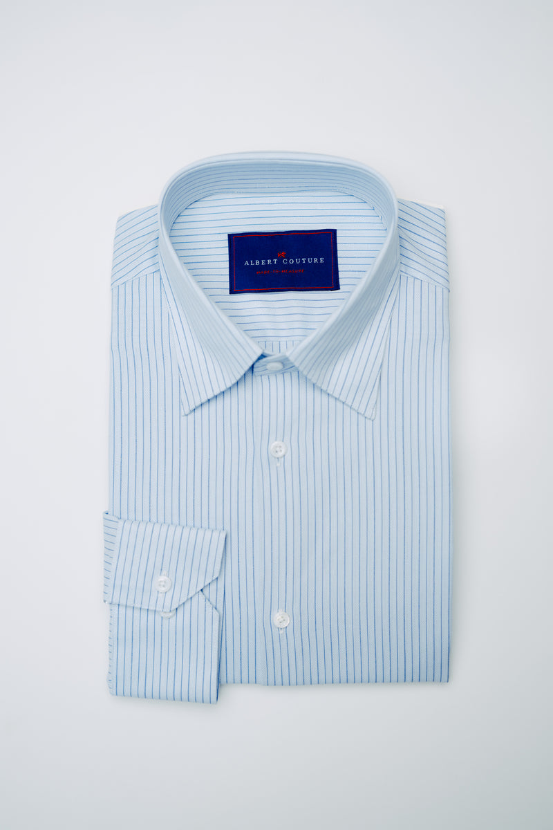 Men - Oxford Blue Long Sleeves Stripe Shirt