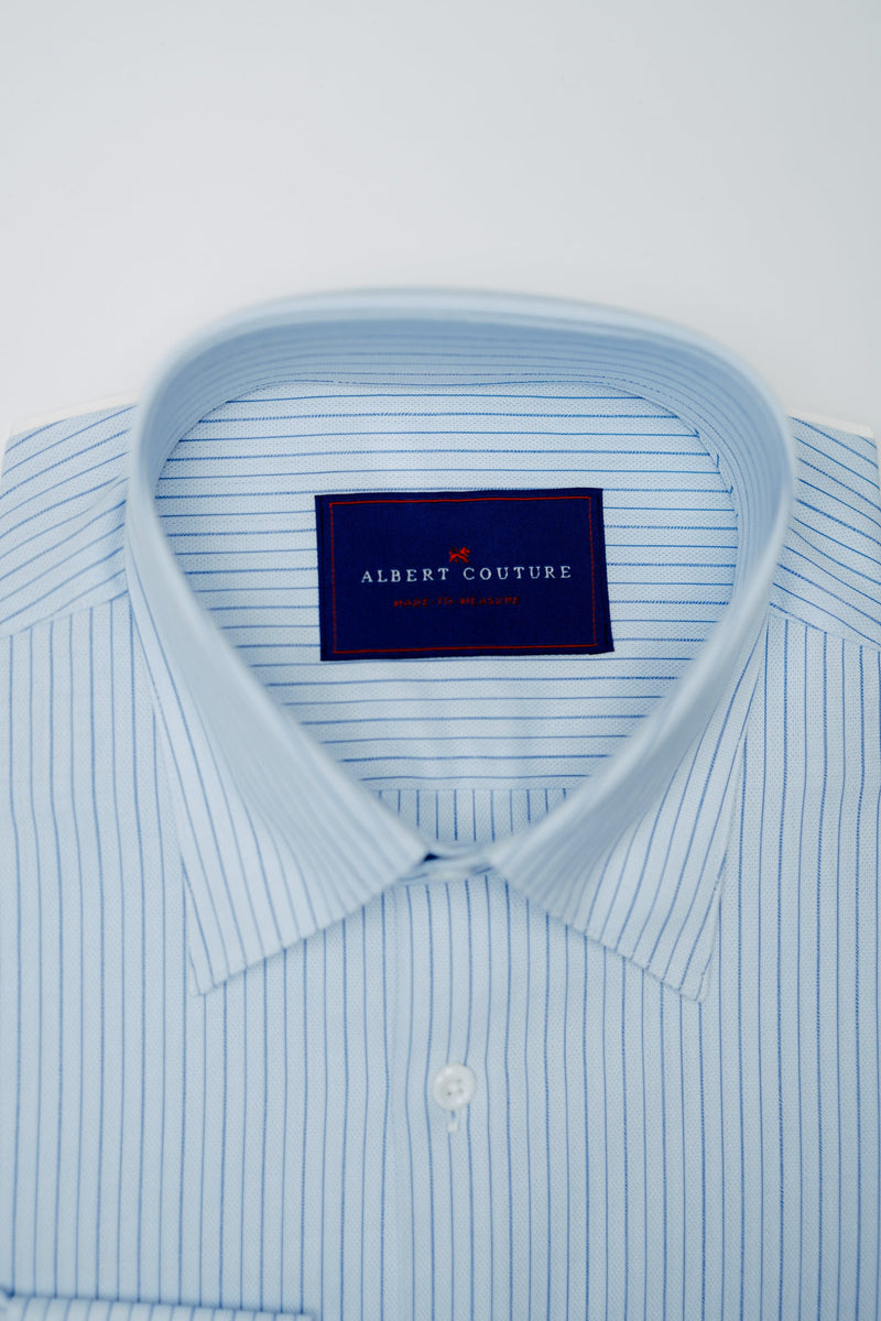 Men - Oxford Blue Long Sleeves Stripe Shirt