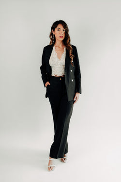 Women - Yacht Black Double Breasted Linen Suit