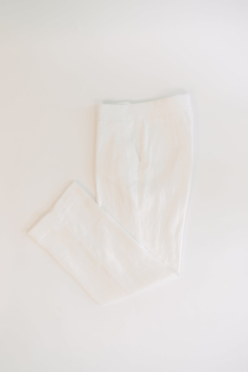 Women - Yacht White  Linen Pants