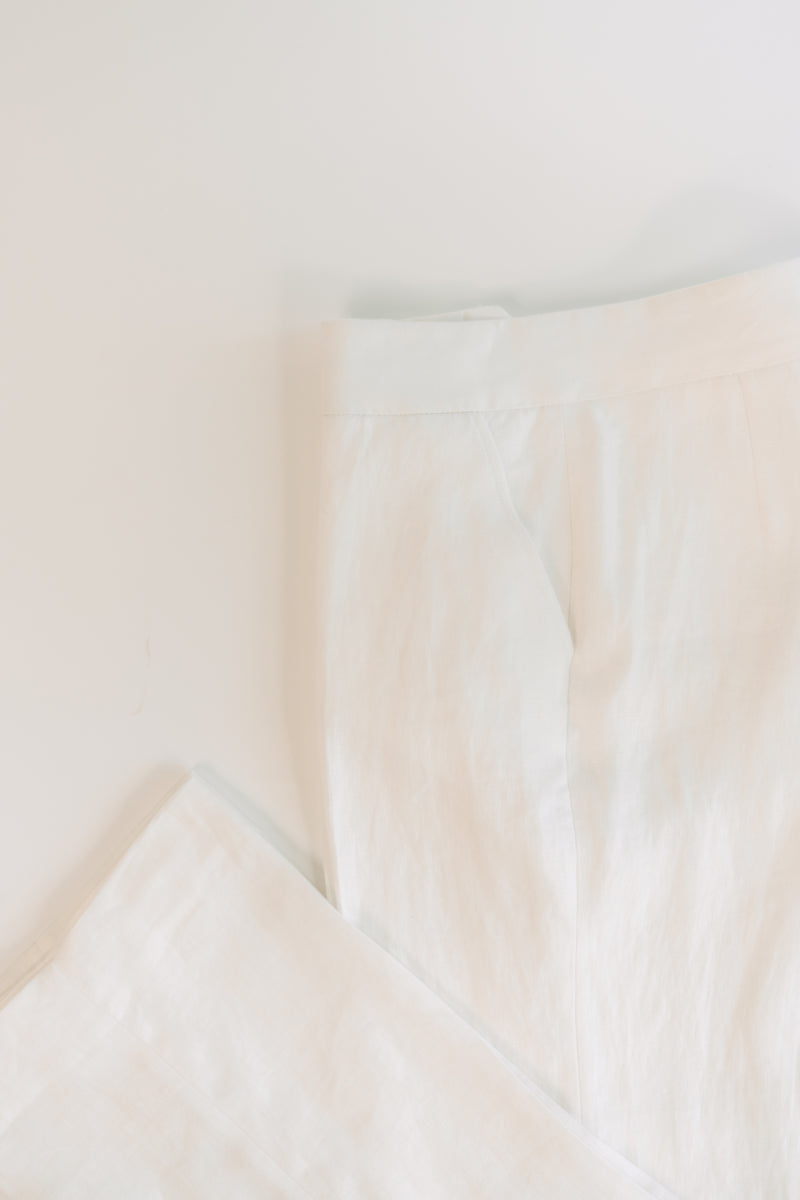 Women - Yacht White  Linen Pants