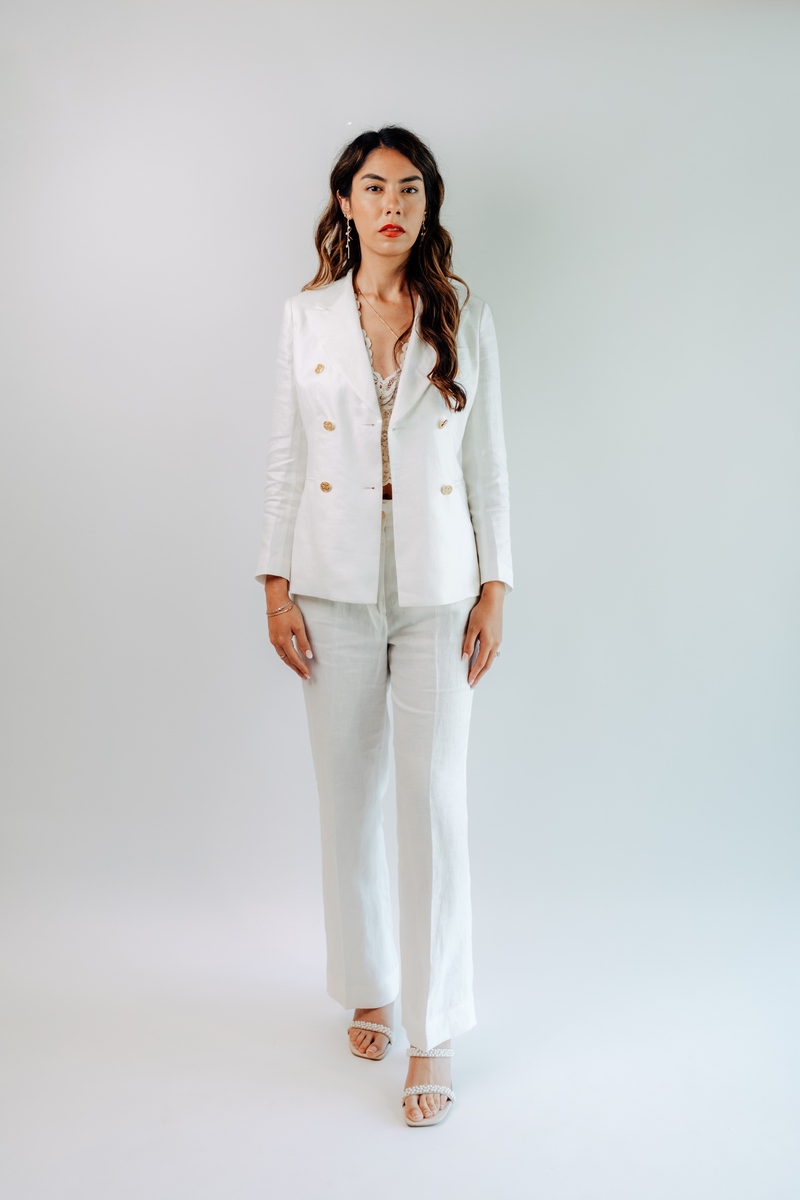 WOMEN - YACHT WHITE DOUBLE BREASTED LINEN SUIT