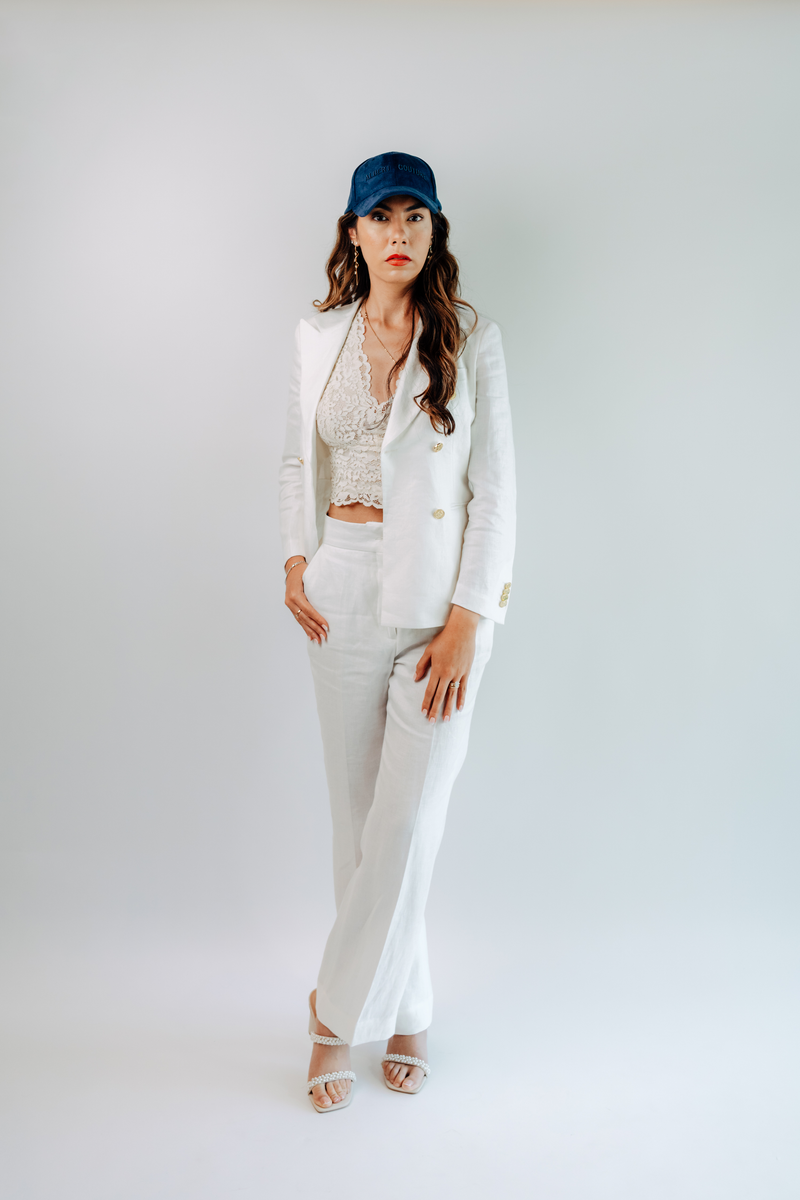 Women - Yacht White Double Breasted Linen Suit